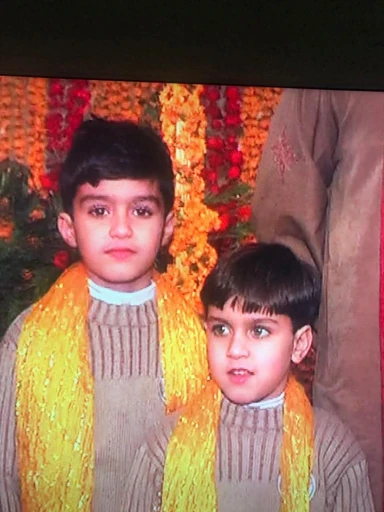 Childhood photograph with family