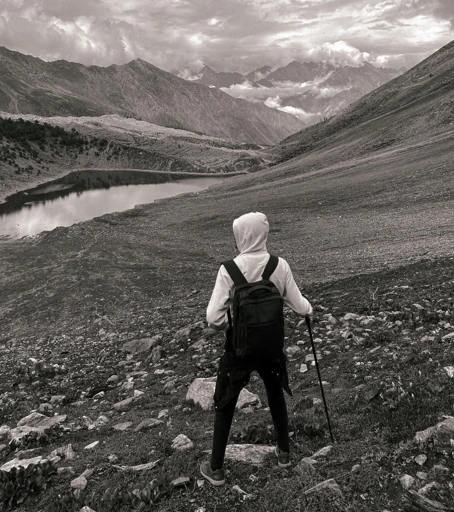 Hiking through a mountain valley