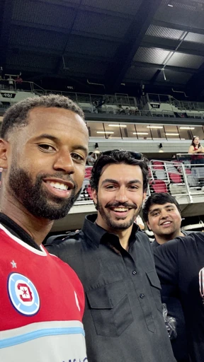 Friends together at a stadium