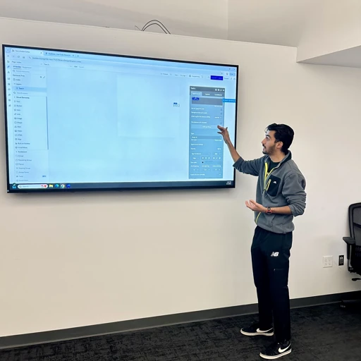 Explaining a project on a large screen