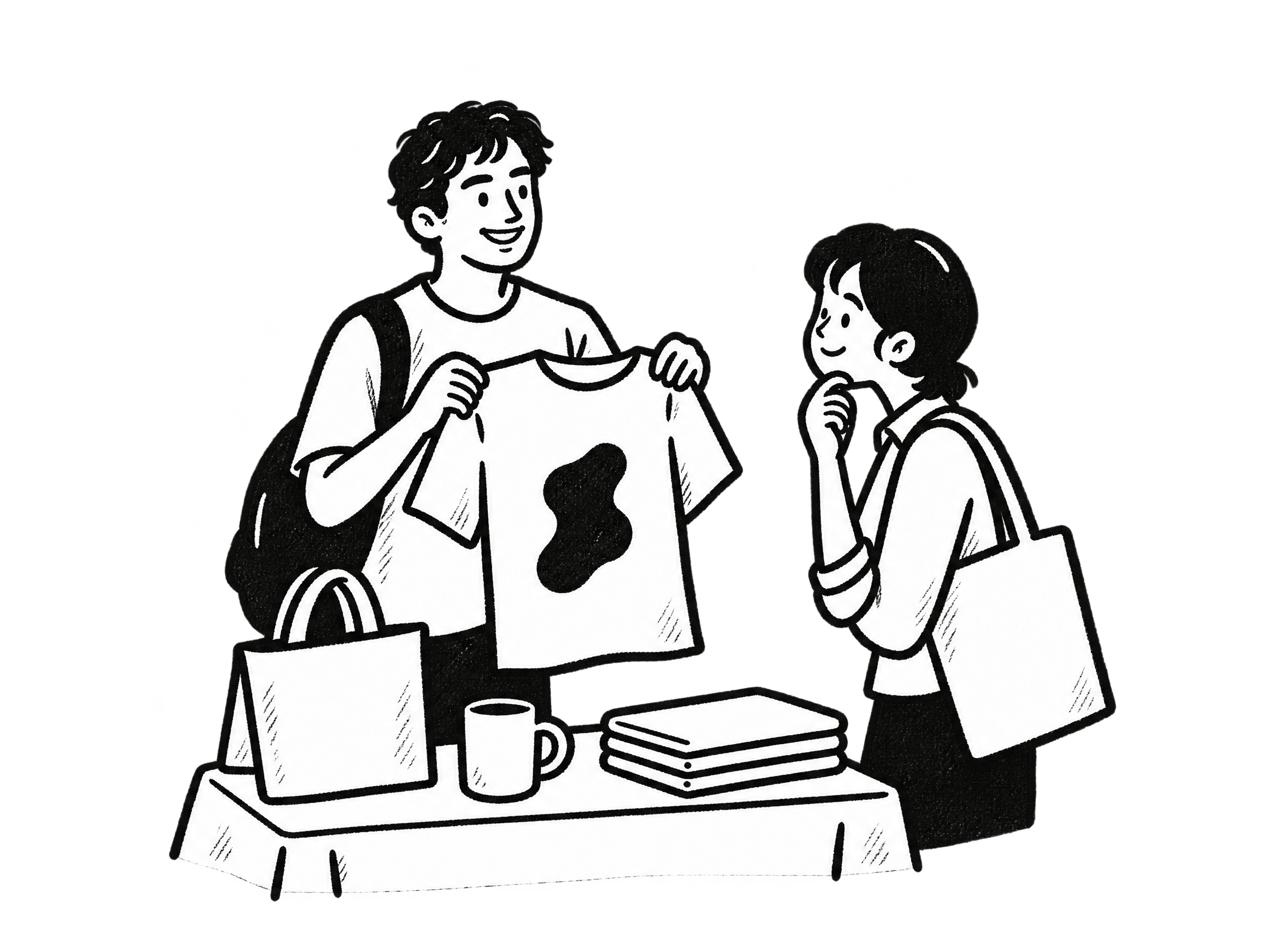 Teenage Irtiza presenting college merchandise